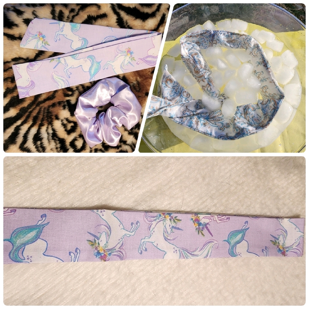 Reusable Neck COOLER Bandana, with Hair Scrunchie Set